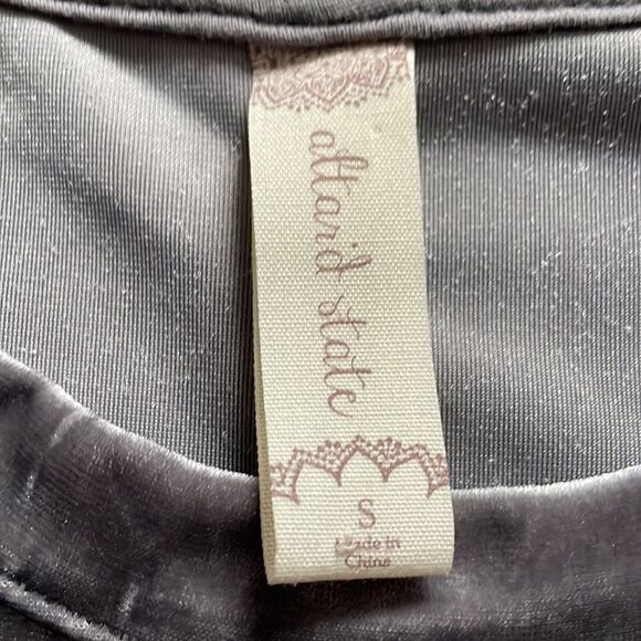 Altar’d State Silver Velour Short Ruffle Sleeve Top - Picture 2 of 5